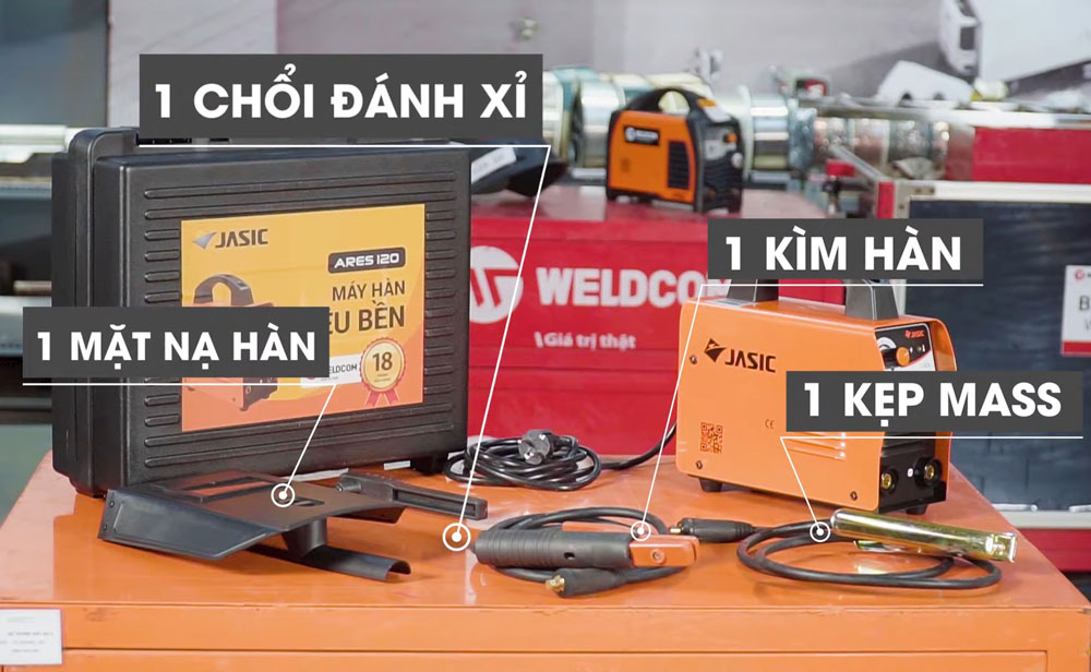 Phụ kiện đi kèm máy hàn que điện tử Jasic Ares 120