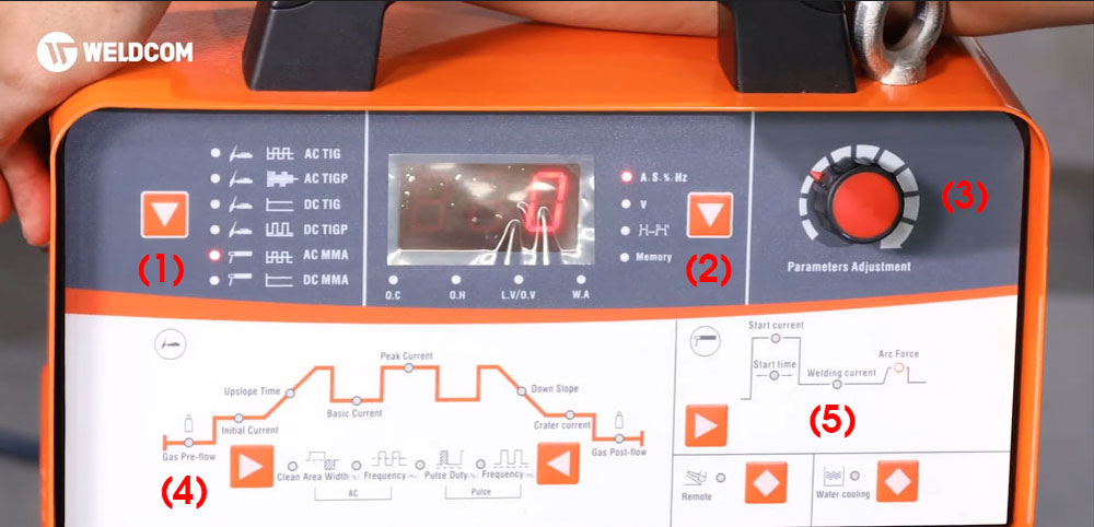 Cài đặt các thông số trên máy hàn TIG nhôm AC DC